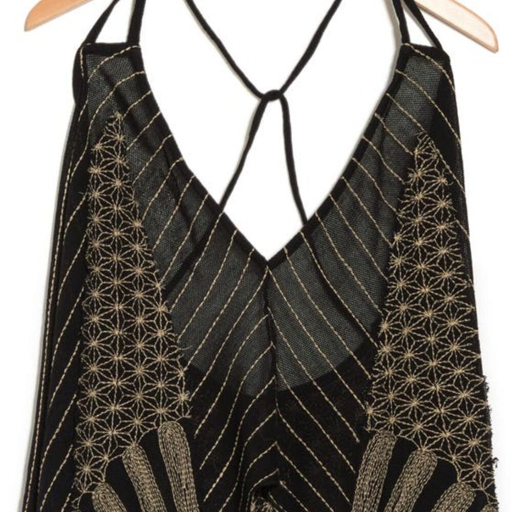 Free People Embroidered Afternoon Cotton Camisole in Black NWOT Size Medium - Picture 11 of 11